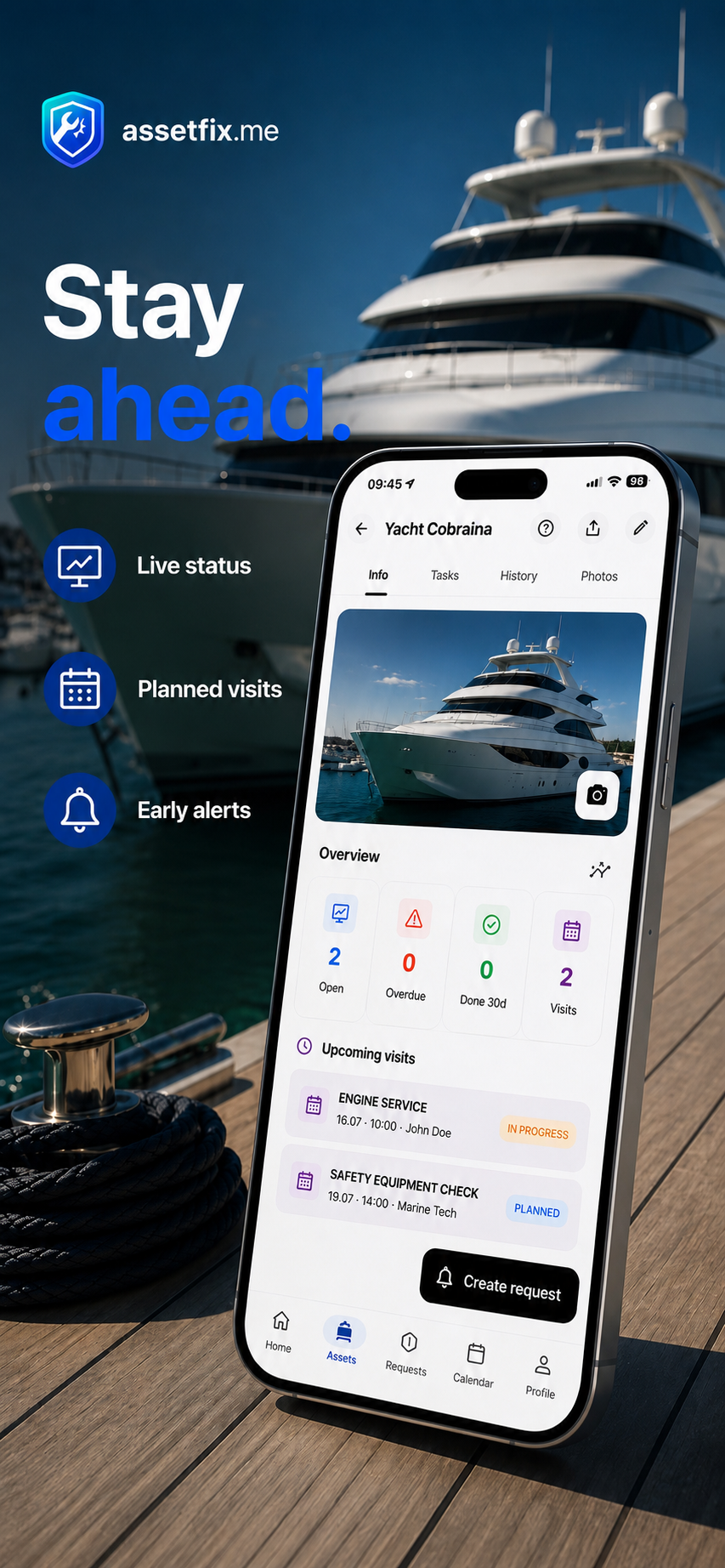 Yacht maintenance marketing screen