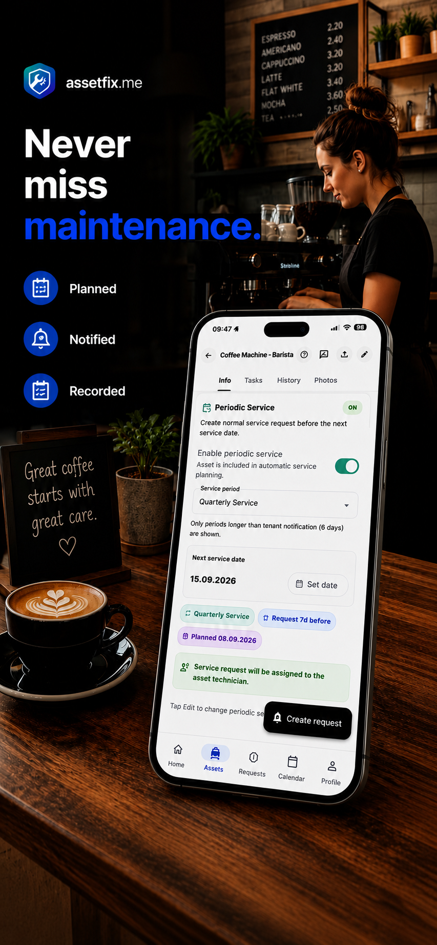 Periodic maintenance marketing screen