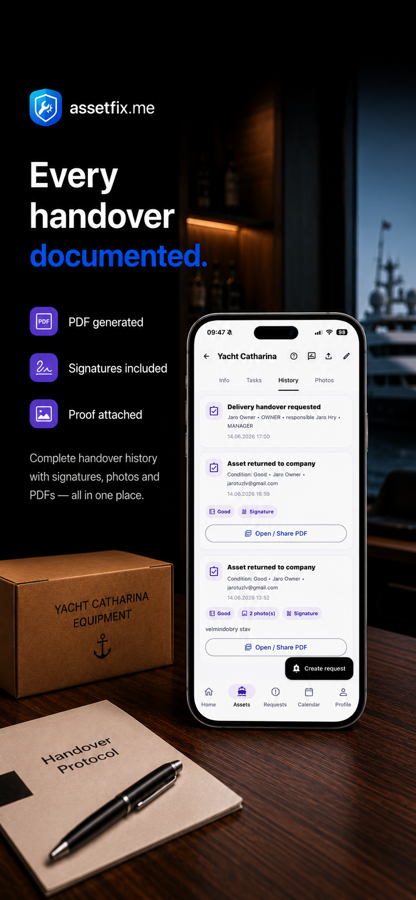 Handover documented marketing screen